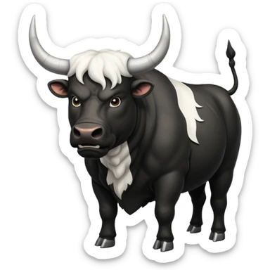 black angry powerful with white horns bull emoji sticker