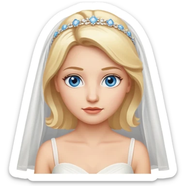 Blonde bride with blue eyes, no veil sticker