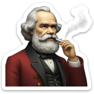 karl marx smokes a pipe sticker