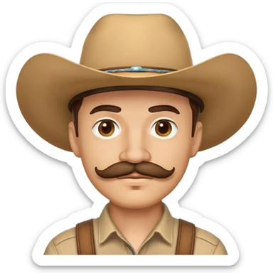mies jolla cowboyhattu ja viikset sticker