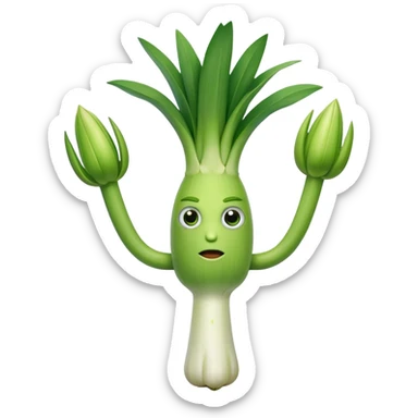 leek with arms and eyes sticker
