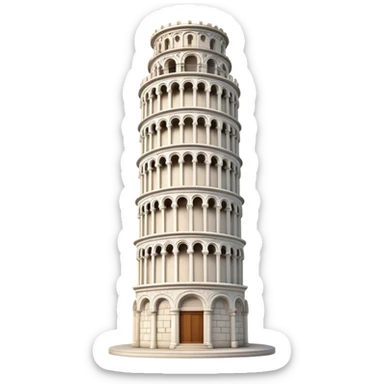 Cinematic Realistic Leaning Tower of Pisa Landmark Emoji, showcasing the iconic medieval tower with intricate stonework rendered with dynamic lighting and detailed textures. sticker