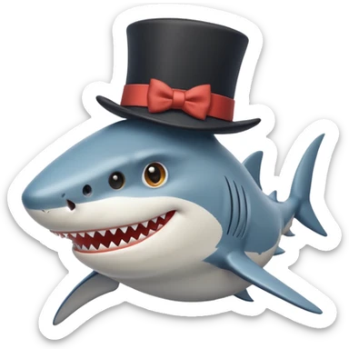 shark with a top hat, smiling sticker