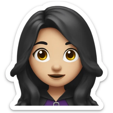 cute witch with long dark brow hair sticker