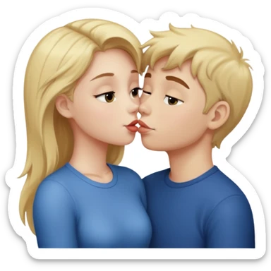 girl kissing a boy sticker