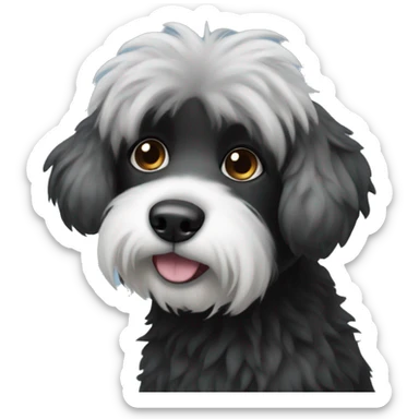 Black fluffy dog with white beard sticker