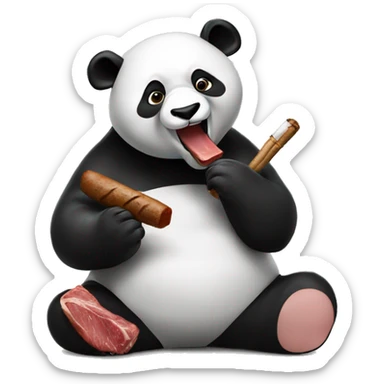 Panda eating a steak with a cigar in hand sticker