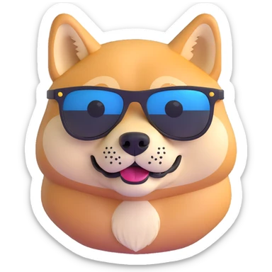 close-up of a Shiba Inu face wearing sunglasses sticker