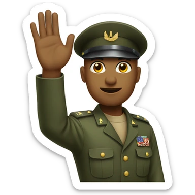 a military waving with straight arm sticker