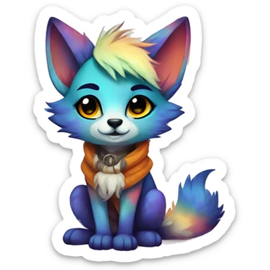 Cool cute Kawaii edgy colorful anthro fantasy animal fursona by griffsnuff & LiLaiRa & Falvie full body sticker
