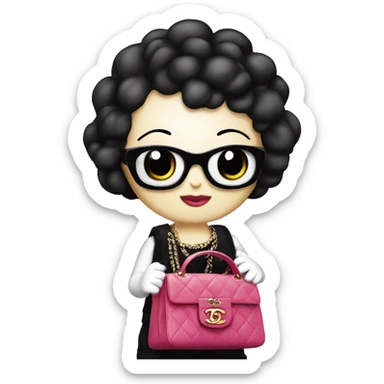 Hello Kitty with a black bag Timeless Chanel sticker