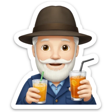 Drink holders with hat white hair white bearded  sticker