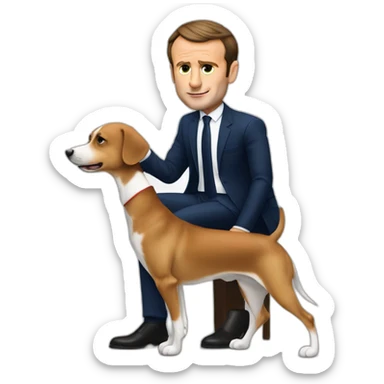 Emmanuel Macron qui embrasse son chien  sticker