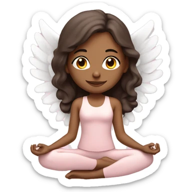 angelic brunette yoga girl in light pink yoga outfit sticker