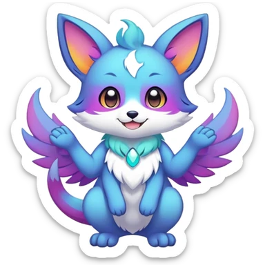 Kawaii colorful ethereal anthro fursona Fakemon sticker