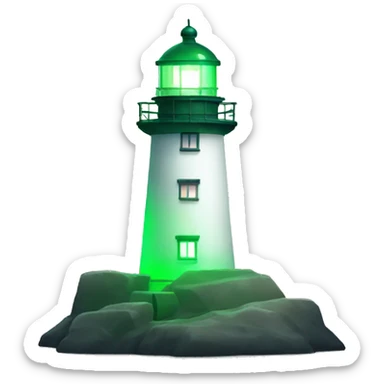 lighthouse with green light sticker