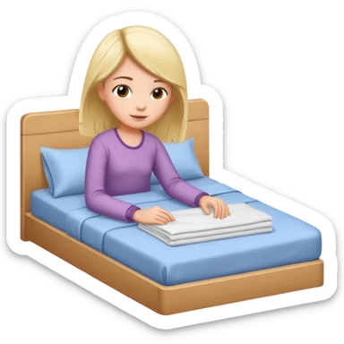 Girl organizing bed sticker