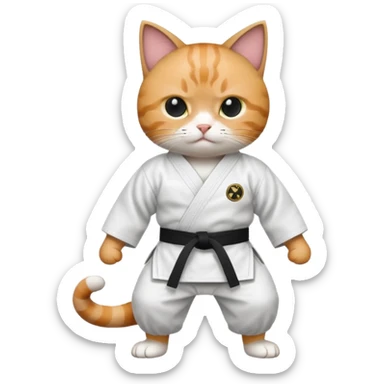 Cat in a karate gi sticker