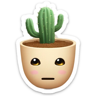 flesh colored cactus with a pale bowl shaped hat with a slit on it sticker