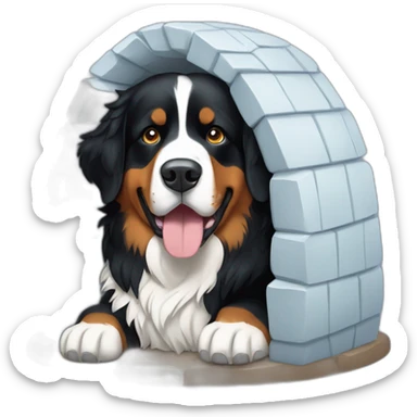 Bernese mountain dog in a igloo sticker