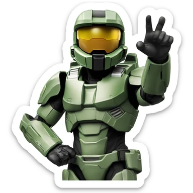 Master Chief raising ring finger at you sticker
