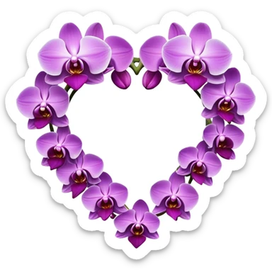 Ring of orchids in the shaped of a heart sticker