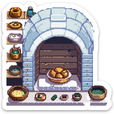 A transcendent baker manipulating timelines and alternate realities to bake. Ingredients phase in from other dimensions, and the oven warps space itself. UI is fragmented, shifting, and surreal—portals, time loops, and morphing recipe glyphs. sticker