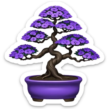  Earthenware shiny black-purple tiny bonsai  sticker