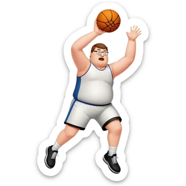 Peter griffin shooting a basketball while falling backwards  sticker