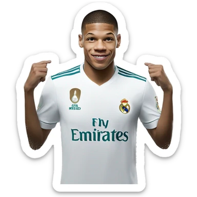 Mbappé signe in Real Madrid sticker
