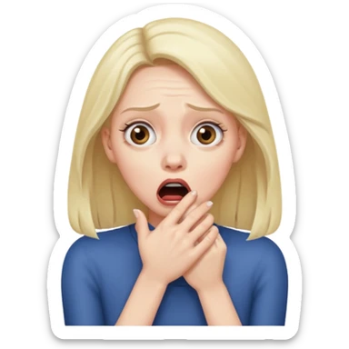 woman scared hand on mouth terrified sticker