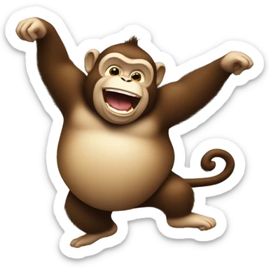 fat monkey dancing sticker