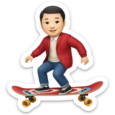Xi_Jinping riding skate board sticker