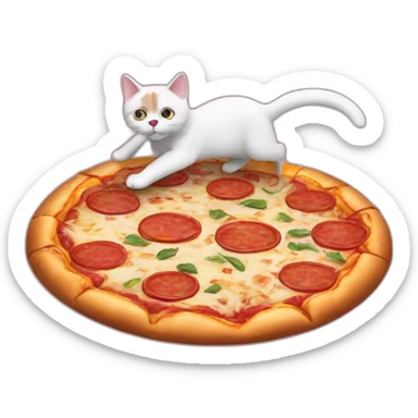 Cat hovering on pizza sticker