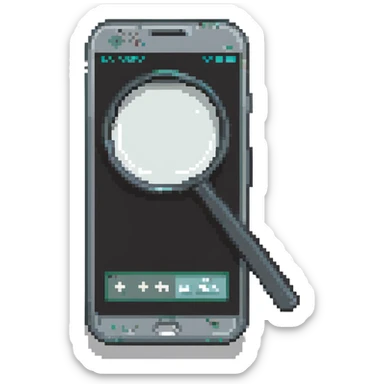 magnifying glass on a digital interface of a phone sticker