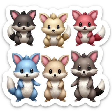 Teddiursa-Pachirisu-Minccino-Obstagoon-fusion  sticker