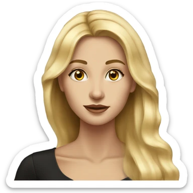 Beautiful skinny woman long blonde hair in dark dress with gold earrings with book  sticker