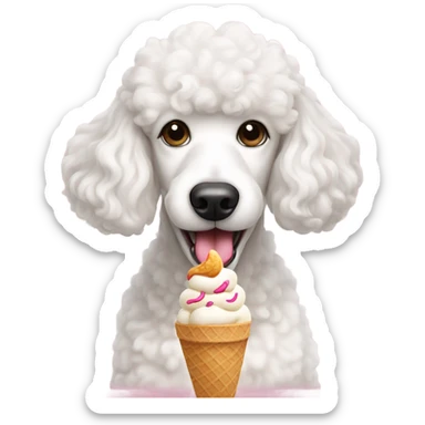 White poodle eating ice cream  sticker