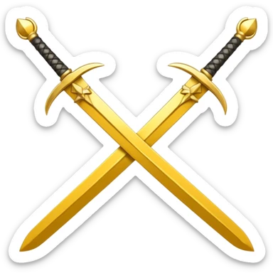 Fully yellow two swords crossed sticker