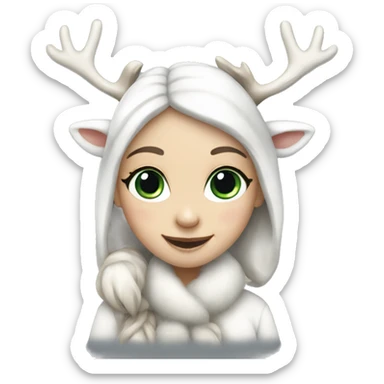 White Reindeer girl happy sticker