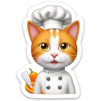 orange and white cat with chef hat cooking videos sticker