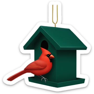 Red Cardinal on a dark green bird feeder sticker