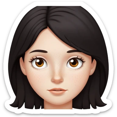 girl with dark hair and freckles  sticker