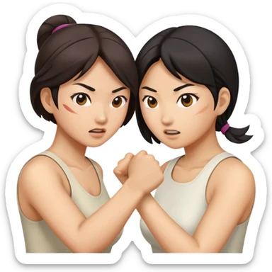 two asian street women fighting sticker