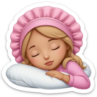 Tan girl sleeping with a pink bonnet on sticker