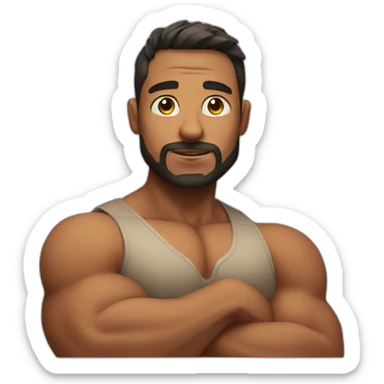 A muscular man with a big belly sticker