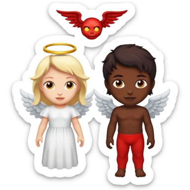 Une image qui mélange un ange et un demon sticker