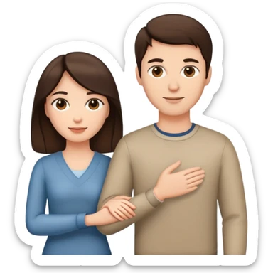 Brunette woman and brunette man holding hands sticker