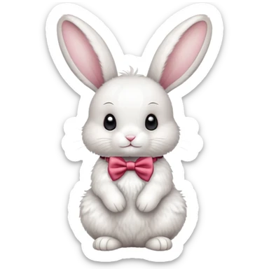 cute rabbit with bow tie, bunny with decorative ribbon sticker
