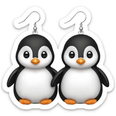 Adorable fluffy baby penguin plushy earings with YH sticker